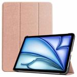 For iPad Air 11 2024 Custer Pure Color 3-Fold Holder Smart Leather Tablet Case(Rose Gold)