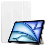 For iPad Air 11 2024 Custer Pure Color 3-Fold Holder Smart Leather Tablet Case(White)