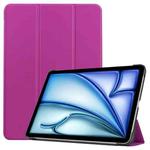 For iPad Air 11 2024 Custer Pure Color 3-Fold Holder Smart Leather Tablet Case(Purple)