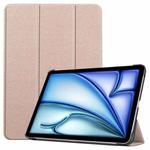 For iPad Air 11 2024 Custer Pure Color 3-Fold Holder Smart Leather Tablet Case(Gold)