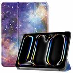 For iPad Pro 13 2024 Custer Painted 3-Fold Holder Smart Leather Tablet Case(Milky Way Nebula)