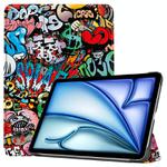 For iPad Air 13 2025 / 2024 Custer Painted 3-Fold Holder Smart Leather Tablet Case(Graffiti)