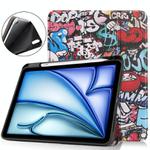 For iPad Air 11 2024 / 2025 Custer Painted 3-Fold Holder Smart Leather Tablet Case(Graffiti)