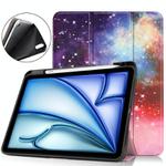 For iPad Air 11 2024 / 2025 Custer Painted 3-Fold Holder Smart Leather Tablet Case(Milky Way Nebula)