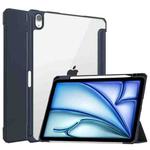 For iPad Air 11 2024 Pure Color 3-fold Clear TPU Smart Leather Tablet Case(Blue)