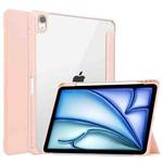 For iPad Air 11 2024 Pure Color 3-fold Clear TPU Smart Leather Tablet Case(Pink)