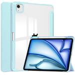 For iPad Air 13 2025 / 2024 Pure Color 3-fold Clear TPU Smart Leather Tablet Case(Sky Blue)
