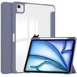 For iPad Air 13 2025 / 2024 Pure Color 3-fold Clear TPU Smart Leather Tablet Case(Lavender)
