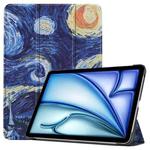 For iPad Air 11 2024 Custer Painted 3-Fold Holder Smart Leather Tablet Case(Starry Sky)