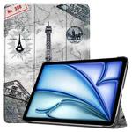 For iPad Air 11 2024 Custer Painted 3-Fold Holder Smart Leather Tablet Case(Retro Tower)