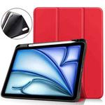 For iPad Air 11 2024 Custer TPU Pure Color 3-Fold Holder Smart Leather Tablet Case(Red)