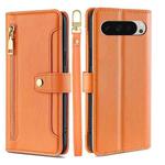 For Google Pixel 9 Sheep Texture Cross-body Zipper Wallet Leather Phone Case(Orange)