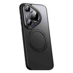 For Huawei Pura 70 Frosted 360 Rotating Holder Magnetic Full Coverage Shockproof Phone Case(Black)