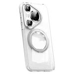 For Huawei Pura 70 Pro Frosted 360 Rotating Holder Magnetic Full Coverage Shockproof Phone Case(Transparent)