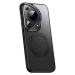 For Huawei Pura 70 Ultra Frosted 360 Rotating Holder Magnetic Full Coverage Shockproof Phone Case(Black)