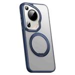 For Huawei Pura 70 Ultra Frosted 360 Rotating Holder Magnetic Full Coverage Shockproof Phone Case(Blue)