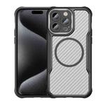 For iPhone 15 Pro Carbon Fiber Texture MagSafe Translucent Phone Case(Black)