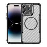 For iPhone 14 Pro Max Carbon Fiber Texture MagSafe Translucent Phone Case(Black)