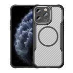 For iPhone 11 Pro Carbon Fiber Texture MagSafe Translucent Phone Case(Black)