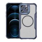 For iPhone 12 Pro Carbon Fiber Texture MagSafe Translucent Phone Case(Blue)