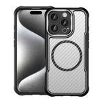 For iPhone 16 Pro Carbon Fiber Texture MagSafe Translucent Phone Case(Black)