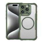 For iPhone 16 Pro Carbon Fiber Texture MagSafe Translucent Phone Case(Green)