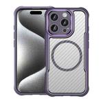 For iPhone 16 Pro Carbon Fiber Texture MagSafe Translucent Phone Case(Purple)