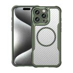 For iPhone 16 Pro Max Carbon Fiber Texture MagSafe Translucent Phone Case(Green)