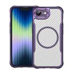 For iPhone SE 2024 Carbon Fiber Texture MagSafe Translucent Phone Case(Purple)