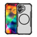 For iPhone 17 Carbon Fiber Texture MagSafe Translucent Phone Case(Black)