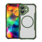 For iPhone 17 Carbon Fiber Texture MagSafe Translucent Phone Case(Green)