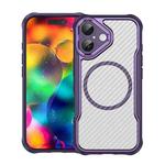 For iPhone 17 Carbon Fiber Texture MagSafe Translucent Phone Case(Purple)