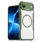 For  iPhone 17 Air Carbon Fiber Texture MagSafe Translucent Phone Case(Green)