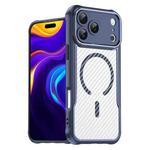 For iPhone 17 Pro Max Carbon Fiber Texture MagSafe Translucent Phone Case(Blue)
