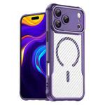 For iPhone 17 Pro Max Carbon Fiber Texture MagSafe Translucent Phone Case(Purple)