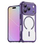For iPhone 17 Pro Carbon Fiber Texture MagSafe Translucent Phone Case(Purple)