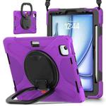 For iPad Air 11 2024 Silicone Hybrid PC Tablet Case with Holder & Shoulder Strap(Purple)