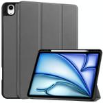 For iPad Air 13 2024 / 2025 Custer TPU Pure Color 3-Fold Holder Smart Leather Tablet Case with Pen Tray(Grey)