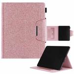 For iPad Pro 13 2024 Glitter Metal Buckle Leather Smart Tablet Case(Rose Gold)
