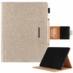 For iPad Pro 13 2024 Glitter Metal Buckle Leather Smart Tablet Case(Gold)