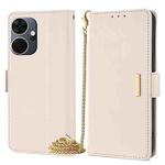 For Itel P55+ 4G Crossbody Chain Leather Phone Case(White)