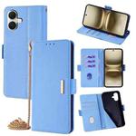 For Tecno Pop 10 4G Crossbody Chain Leather Phone Case(Blue)