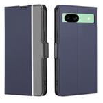 For Google Pixel 8a Twill Texture Side Button Leather Phone Case(Blue)