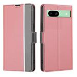 For Google Pixel 8a Twill Texture Side Button Leather Phone Case(Pink)