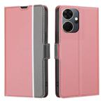 For Itel P55+ 4G Twill Texture Side Button Leather Phone Case(Pink)