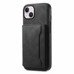 For iPhone 14 Plus Denior D13 Retro Texture Leather MagSafe Card Bag Phone Case(Black)