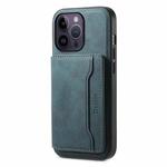 For iPhone 14 Pro Max Denior D13 Retro Texture Leather MagSafe Card Bag Phone Case(Blue)