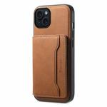 For iPhone 15 Plus Denior D13 Retro Texture Leather MagSafe Card Bag Phone Case(Brown)
