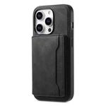 For iPhone 15 Pro Denior D13 Retro Texture Leather MagSafe Card Bag Phone Case(Black)