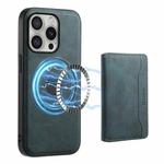 For iPhone 16 Pro Denior D13 Retro Texture Leather MagSafe Card Bag Phone Case(Blue)